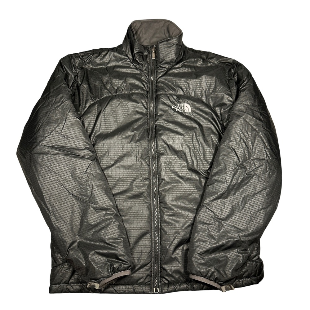 The North Face Mens Black Textured Ripstop Puffer Jacket Full Zip Medium